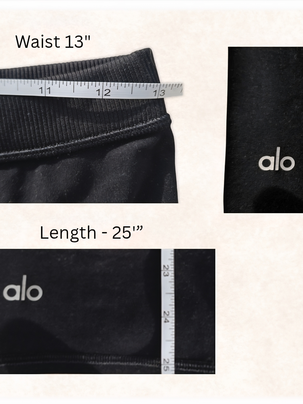 Alo Black Athletic Leggings with Logo Size Med - Picture 3 of 3